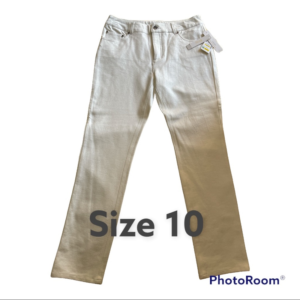 White pants with a shimmer